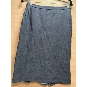 Boden Wool Skirt Tweed Blue Herringbone Size 10L